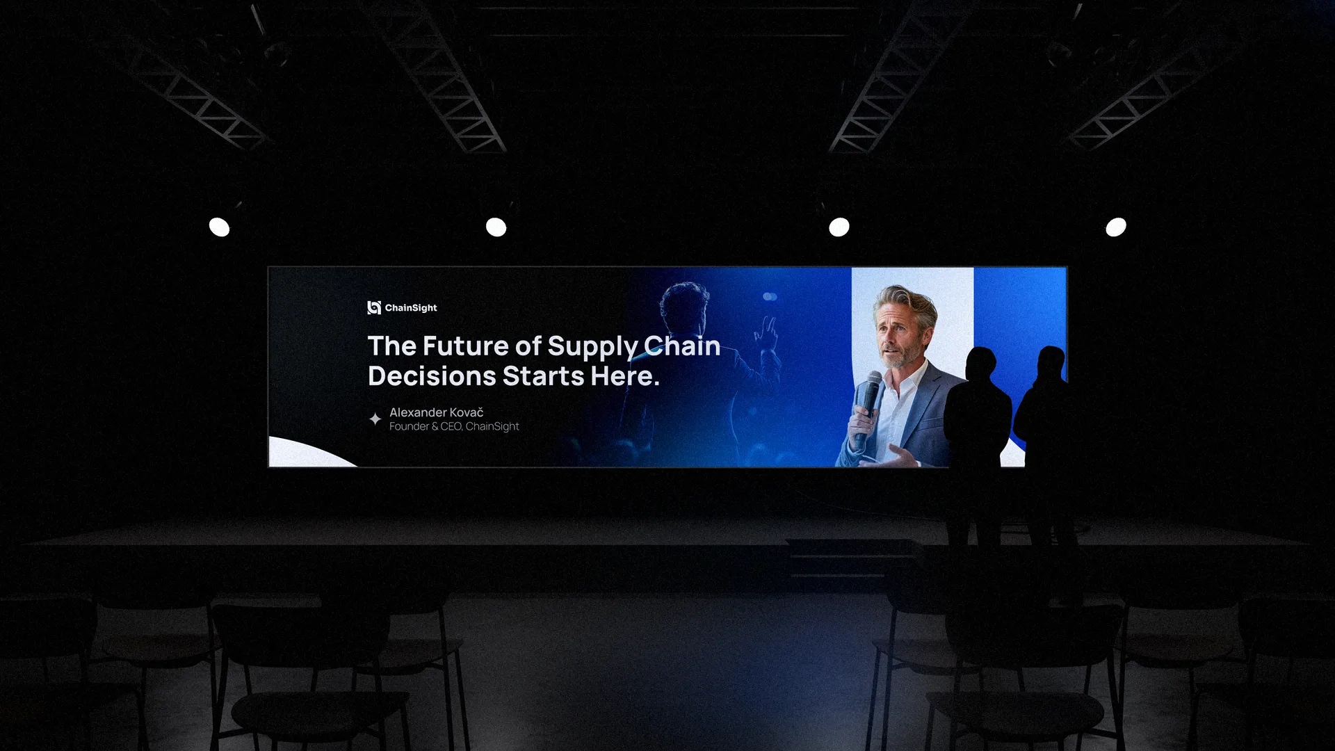 ChainSight keynote slide on a conference stage screen